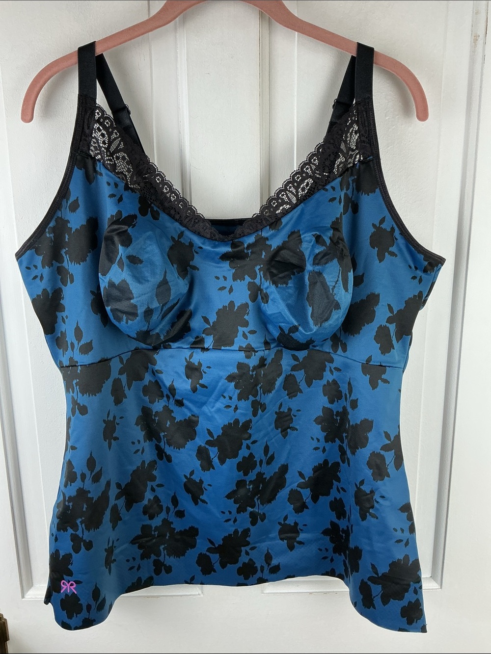 Ruby Ribbon Cami Shapewear Heritage 1800 Blue Lace Camisole Wireless Sz 46 NWOT